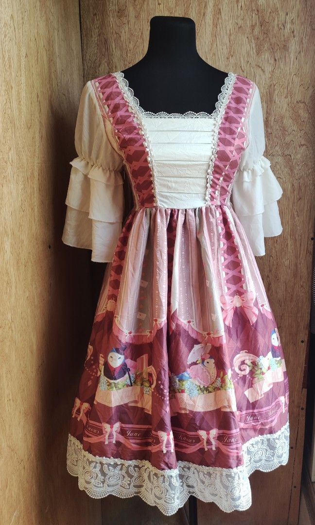 Bird Print Princess Type Lolita Dress Women s Fashion Dresses