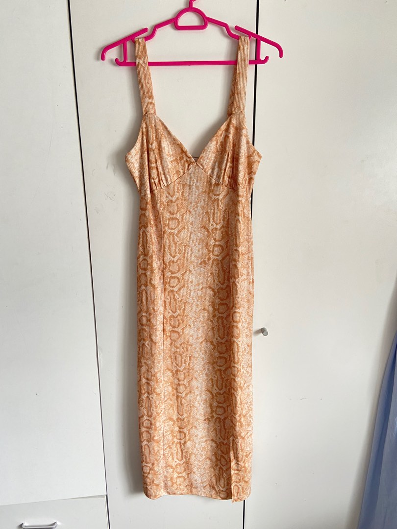 Gold snake print dress online