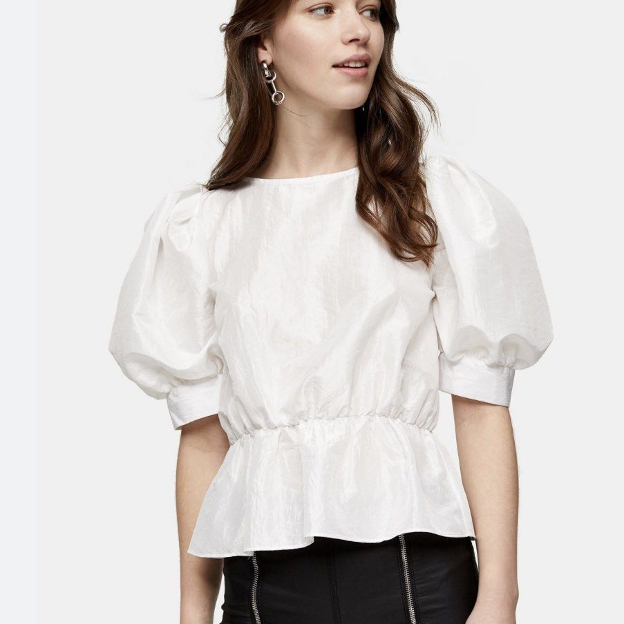 Topshop white puff sleeve top deals