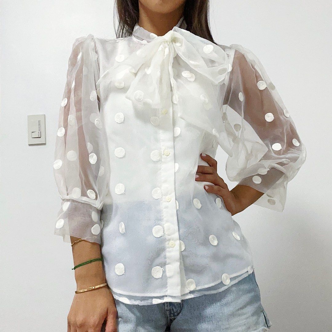 Zara polka dot blouse. A little bit sheer. , Brand