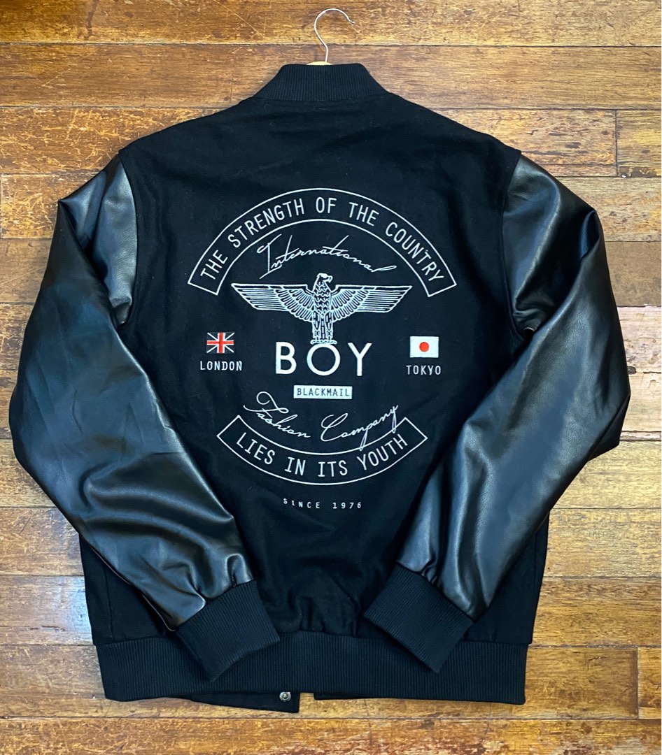 Boy London Leather Wool Varsity Jacket, Men's Fashion, Coats, Jackets