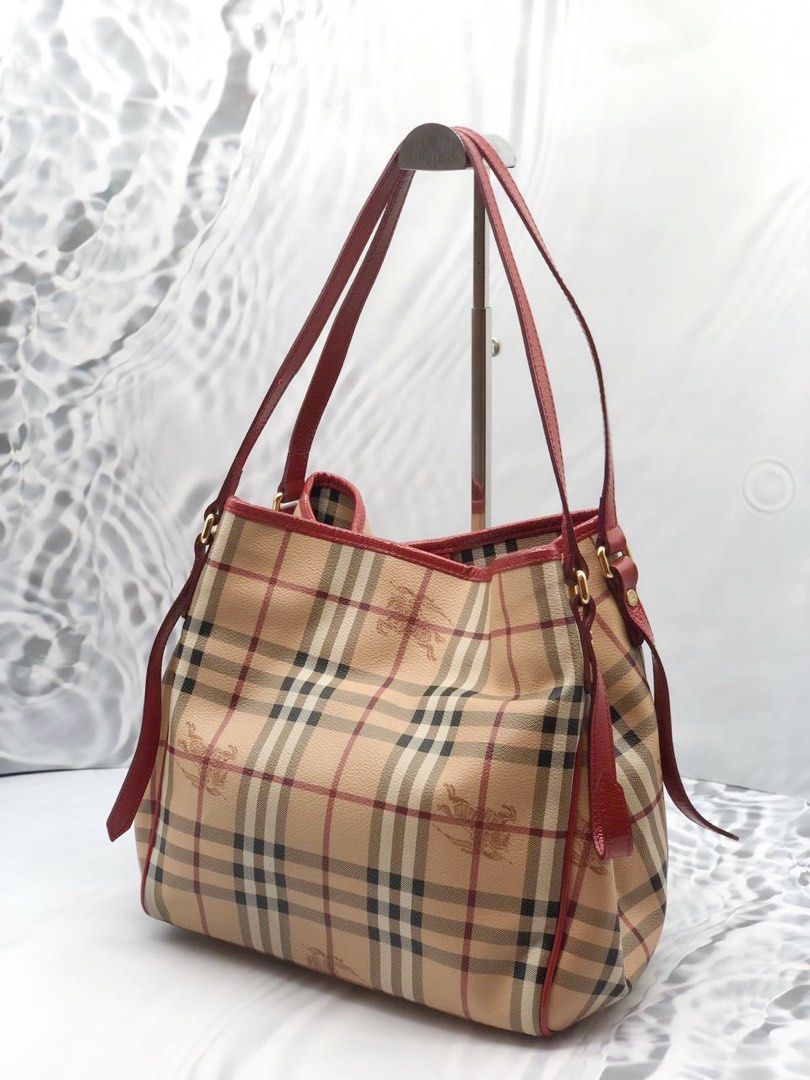 Burberry Beige/Brown Haymarket Check PVC and Leather Pochette Burberry