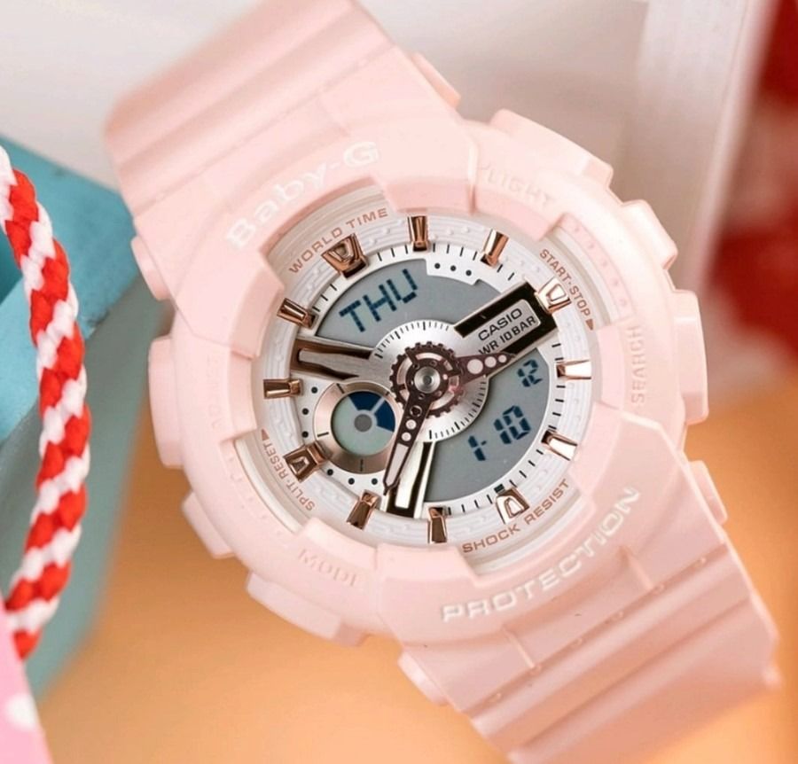 Casio Baby G BA 110XRG 4A Pastel Pink Resin White Analog Digital