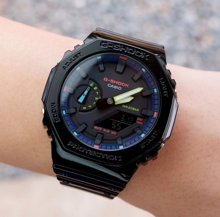 Casio G Shock GA 2100RGB 1A Virtual Rainbow Gloss Resin Casual Sport Men s Watch GA 2100RGB 1ADR GA 2100RGB GA 2100