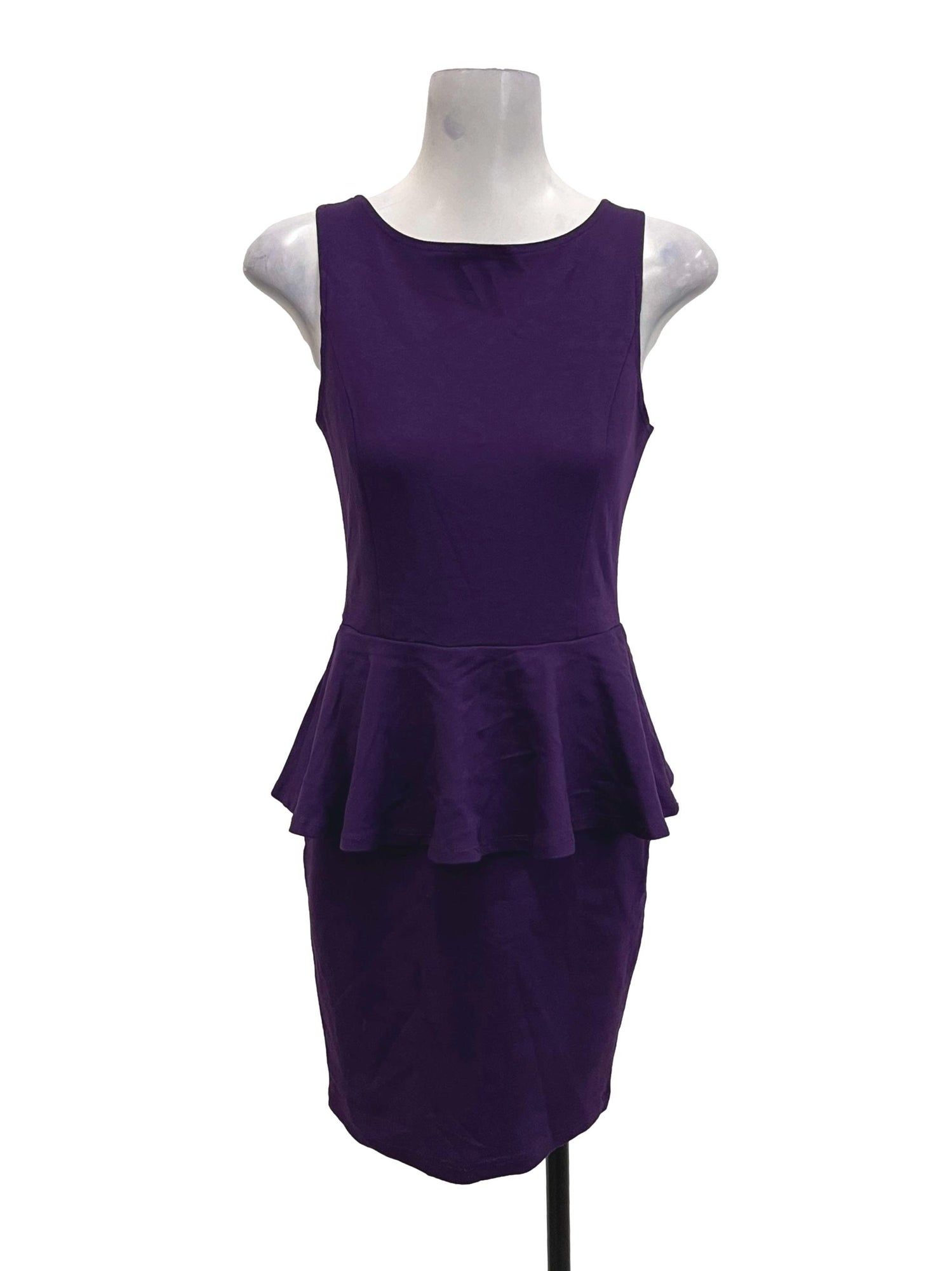 CATWALKCLOSE Purple Roundneck Peplum Mini Bodycon Dress
