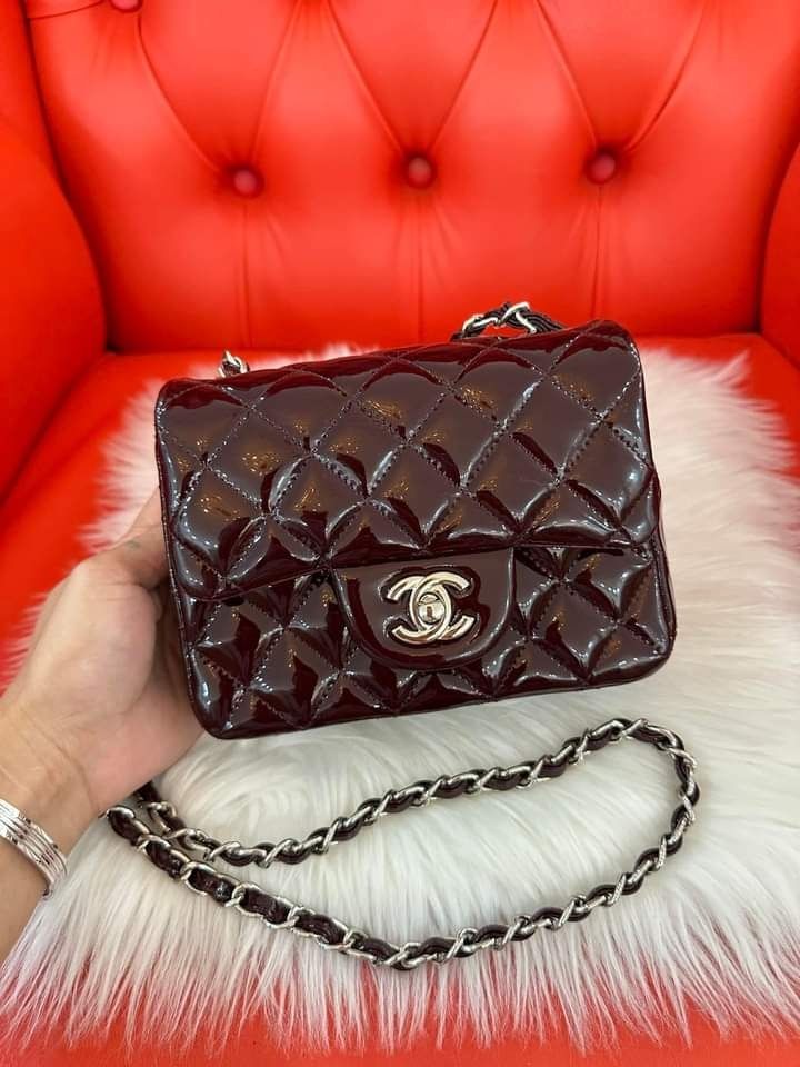 CHANEL SQUARE QUILTED MINI PATENT SHOULDER BAG, Luxury, Bags & Wallets on  Carousell