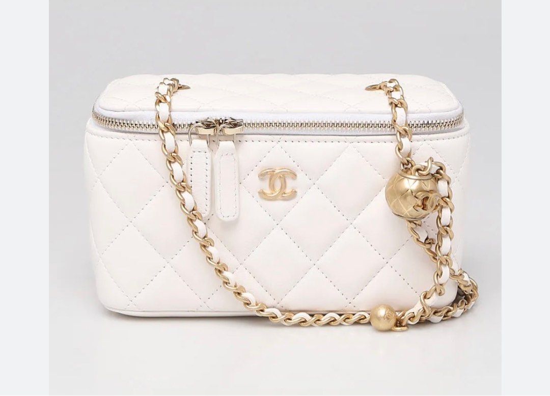 Chanel white vanity bag sales