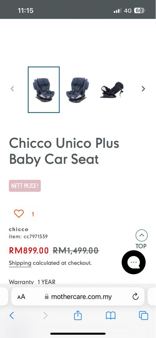 Free pos Chicco Unico Plus Baby Car Seat