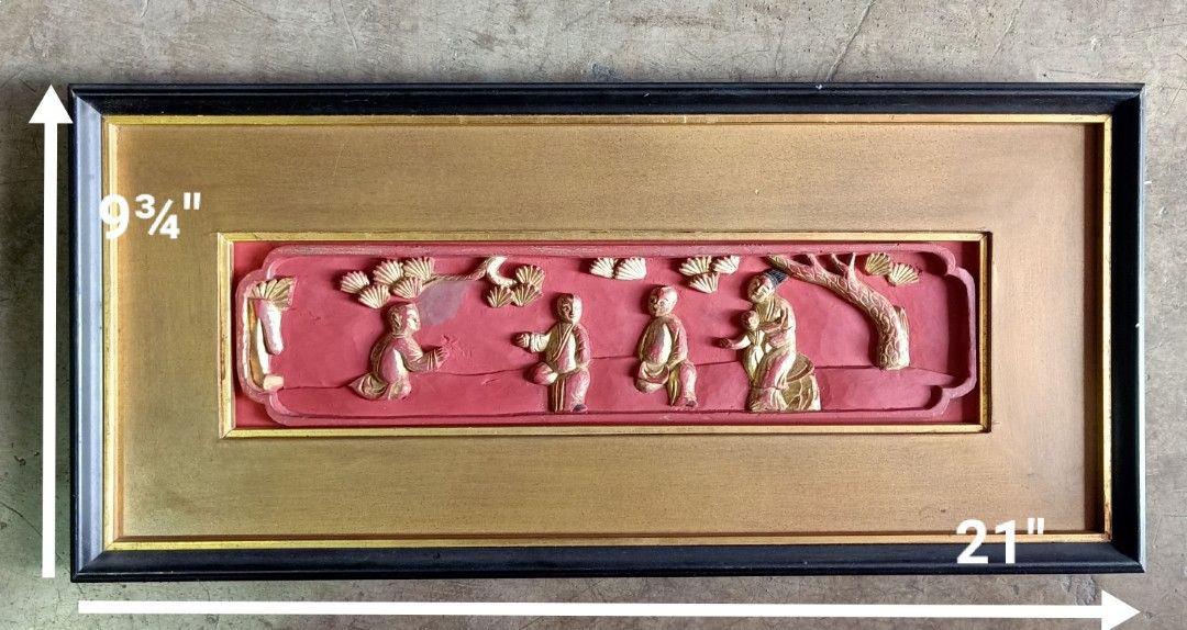 Chinese Lacquered Carved Wall Plaques (Category: Wall Decor) located in Makati City. Submitted by baliktanaw (Listing ID 1258460843, Image 3). Description: Chinese Carved, Lacquered and Gilt Wood Wall Panel Sizes on photo Php 7000 take all.