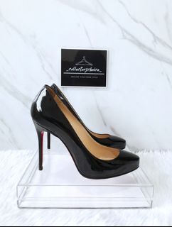 Christian Louboutin Black Patent Leather Elisa 100 Pumps