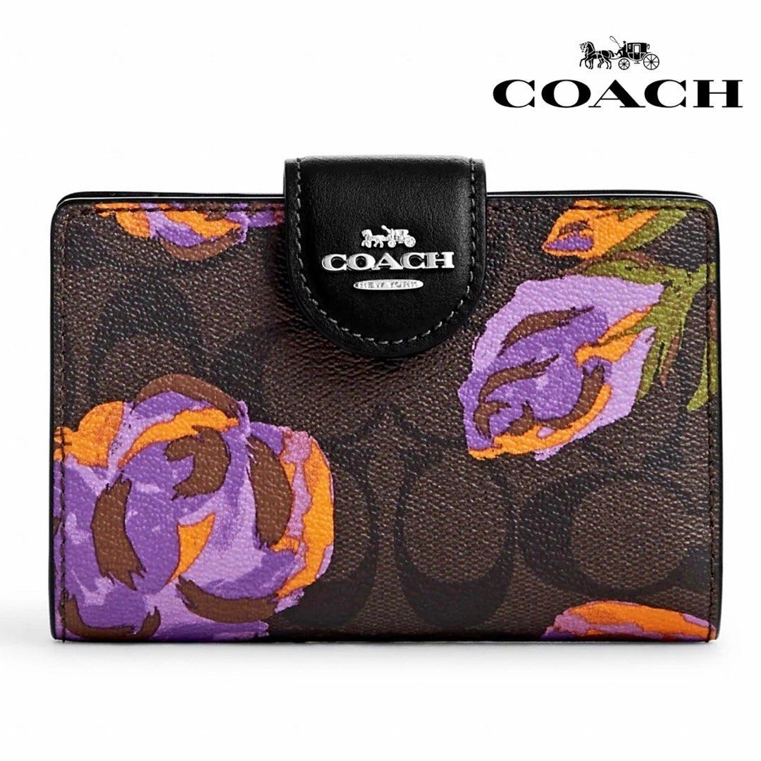 AUTHENTIC COACH MEDIUM CORNER ZIP WALLET IN SIGNATURE CANVAS, Women's  Fashion, Bags & Wallets, Clutches on Carousell