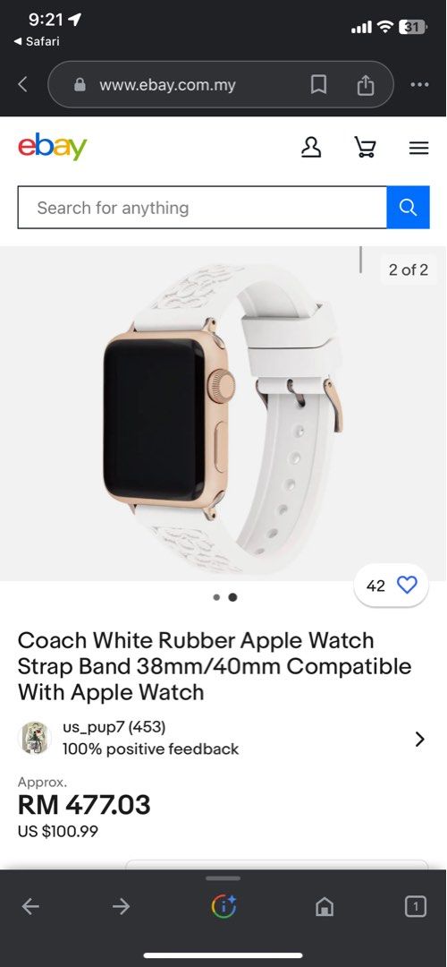 Coach apple watch cheap band ebay