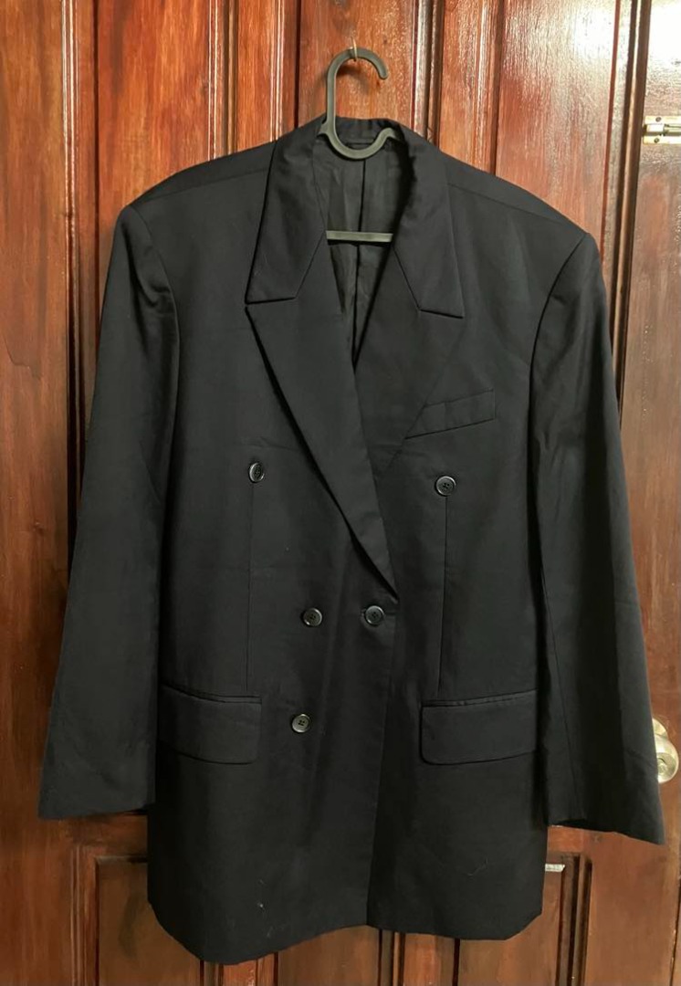 Dark Blue Oversized Coat, Women's Fashion, Coats, Jackets and Outerwear