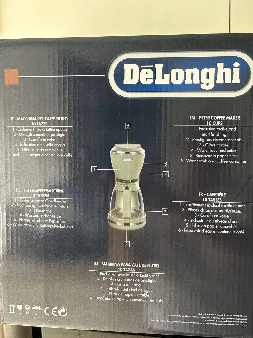 DELONGHI Argento Flora Drip Coffee Maker, TV & Home Appliances, Kitchen