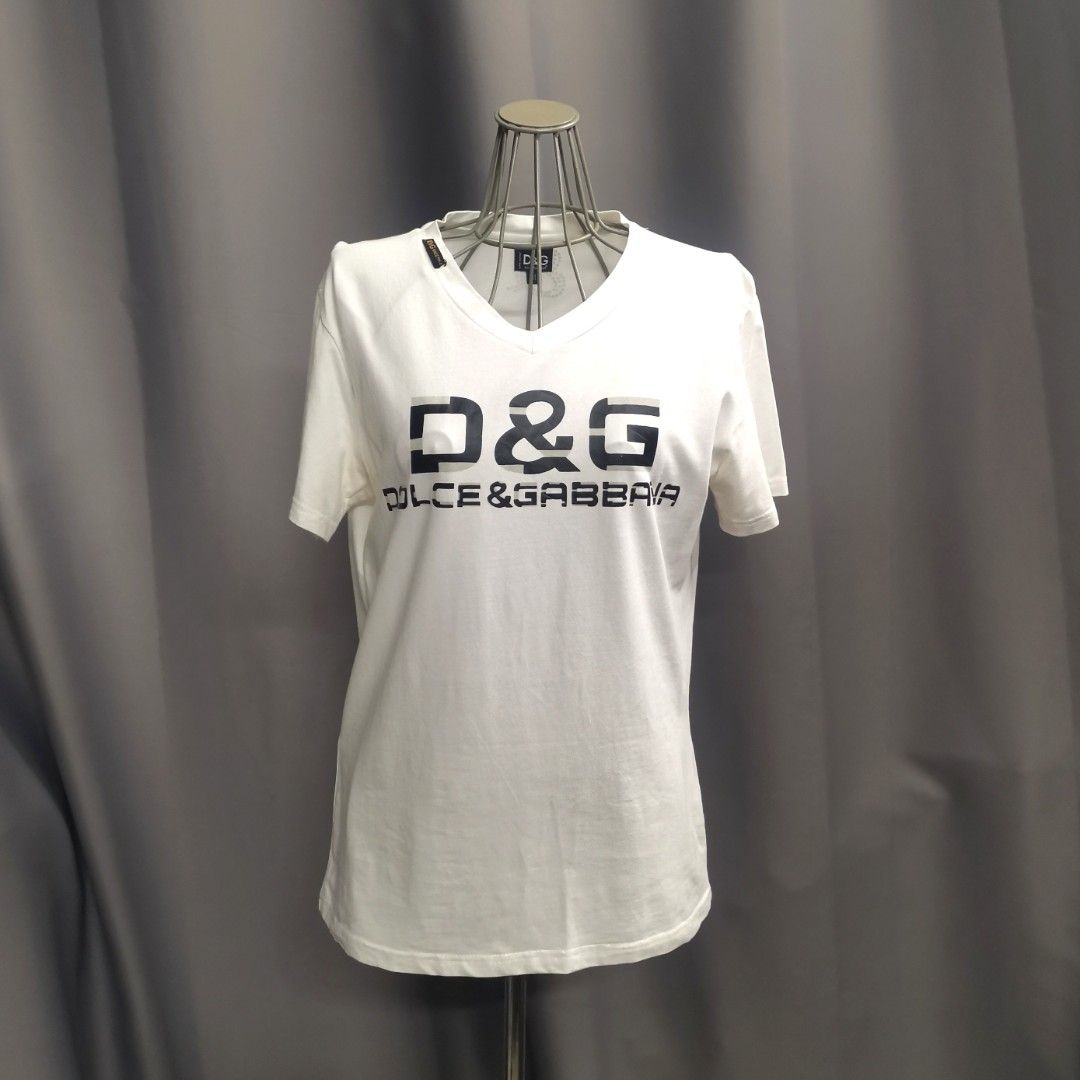 DOLCE GABBANA WHITE T SHIRT WITH LOGO PRINT Women s Fashion Tops