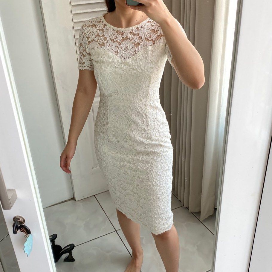 Dress pesta brokat Premium Korean Style Lace Vintage Midi Dress