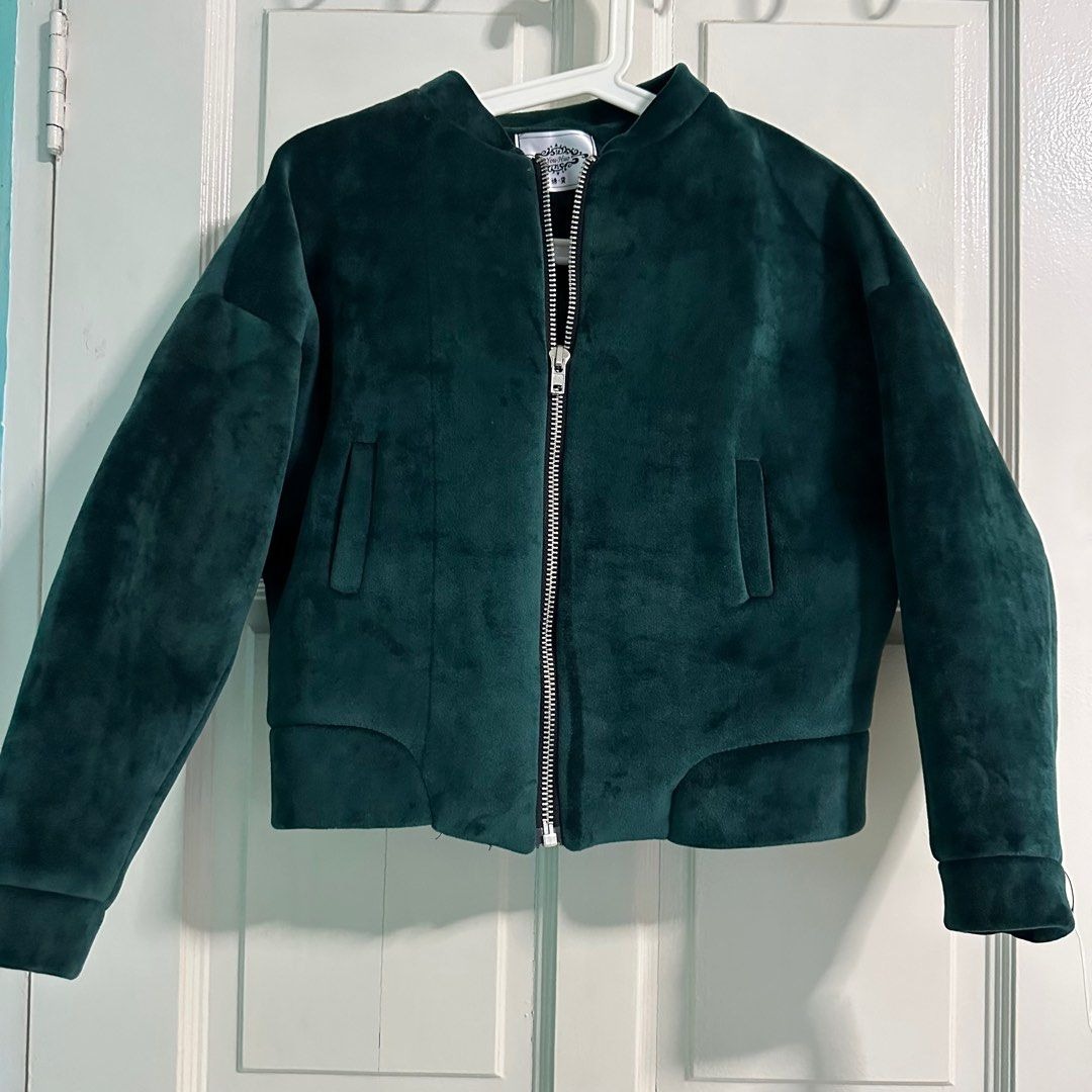 Emerald Green Bomber Jacket, Women's Fashion, Coats, Jackets and