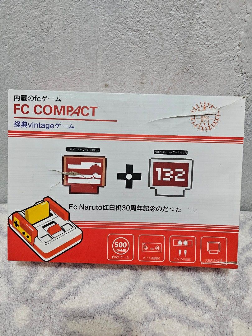 FC Compact Vintage Family Computer (Category: Nintendo) located in Baguio. Submitted by thriftfinds_2600 (Listing ID 1258413452, Image 2). Description: Item is unused, but box is not in very good condition. Complete accesories. With 132 in 1 game. Please check all photos for details. MOP: Gcash MOD: Flash.