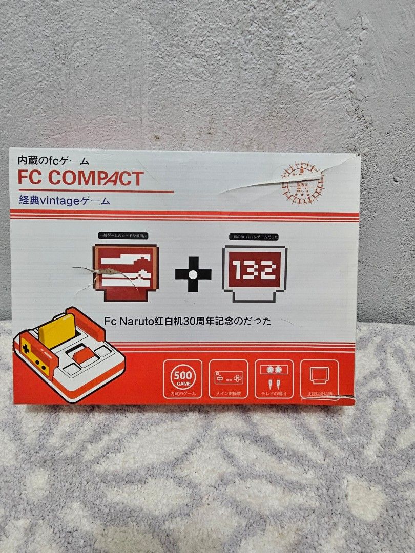 FC Compact Vintage Family Computer (Category: Nintendo) located in Baguio. Submitted by thriftfinds_2600 (Listing ID 1258413452, Image 1). Description: Item is unused, but box is not in very good condition. Complete accesories. With 132 in 1 game. Please check all photos for details. MOP: Gcash MOD: Flash.