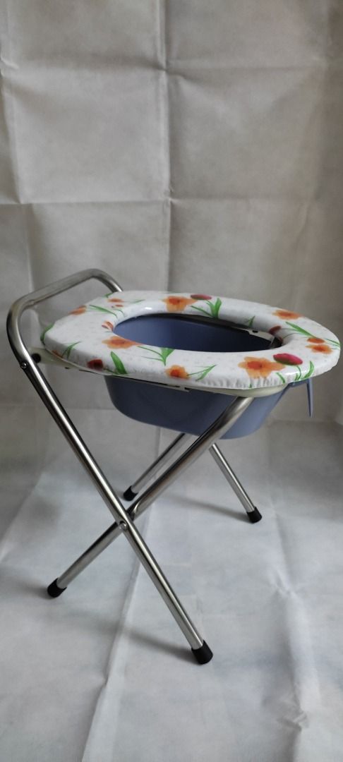 Foldable Stainless Steel Commode Chair Bath Shower Mobile Potty