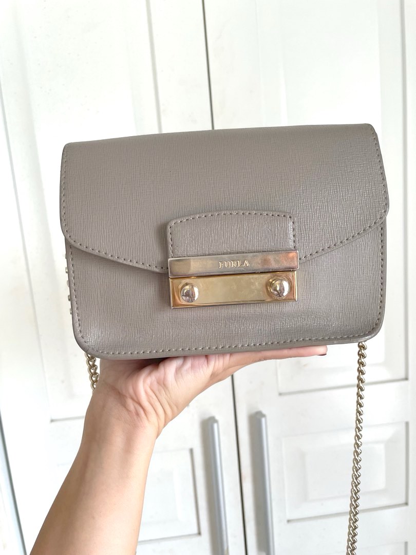 Furla Metropolis Gray Taupe Crossbody Shoulder Bag