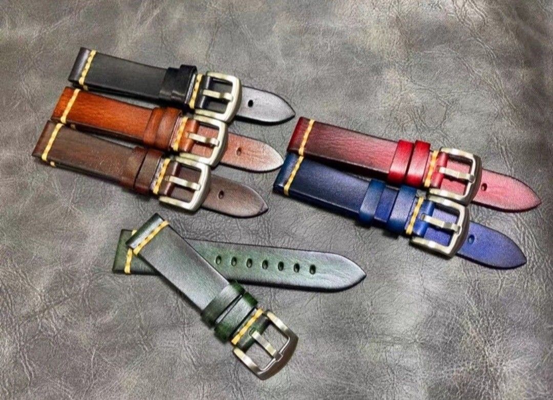 Genuine Calf Leather Watch Straps 18mm 20mm 22mm 24mm minimalist design with ecru stitch rugged military diver 120 75mm 3mm. Good for IWC