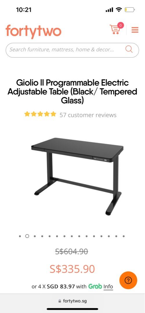 Giolio ll Programmable Electric Adjustable Table (Black/ Tempered Glass ...