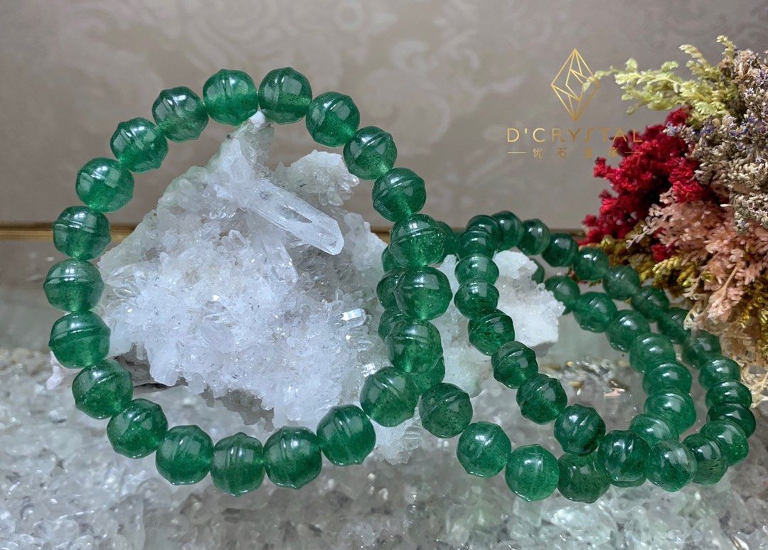Green strawberry quartz bracelet discount