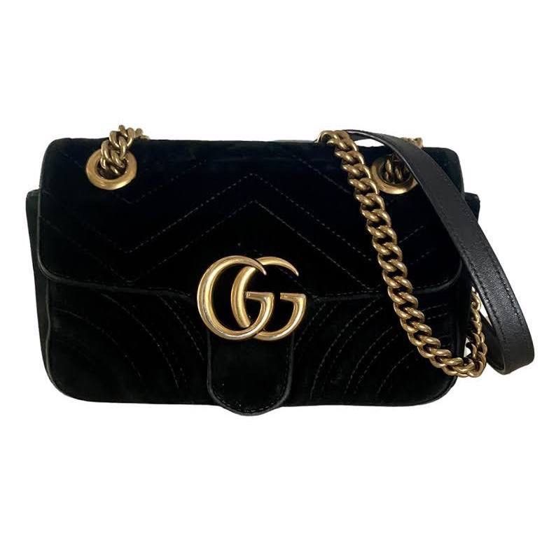 Gucci Marmont Velvet Black Luxury Bags Wallets on Carousell