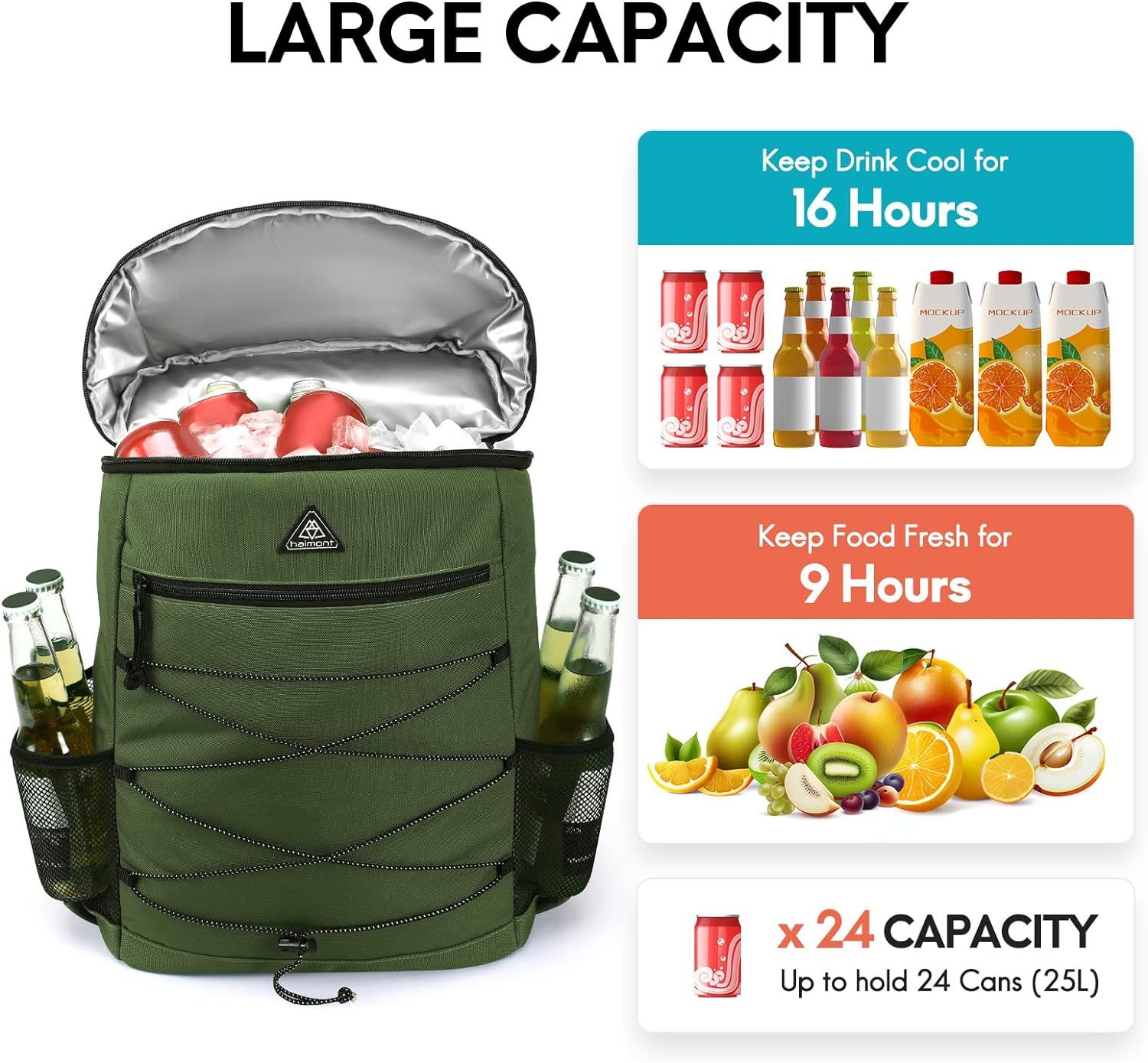 20L Thermal Insulated Cooler Backpack Drinks Lunch Camping Ice Bag Picnic  Beach