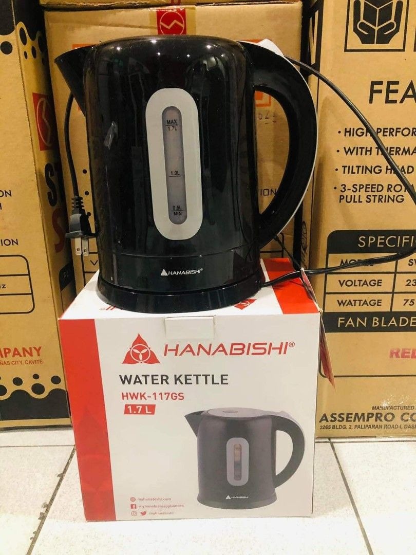 Hanabishi 1.7L Electric Water Kettle HWK117GS, TV & Home Appliances
