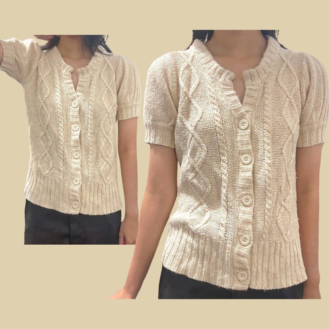 Heritage Knit Cardigan Blouse Top Women s Fashion Tops Blouses on Carousell