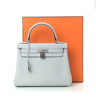 Hermes Kelly 25 Sellier Bleu Glacier Epsom Gold Hardware #C