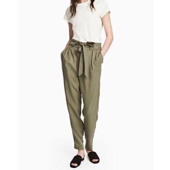 H&M low waist linen pants, Women's Fashion, Bottoms, Other Bottoms on  Carousell
