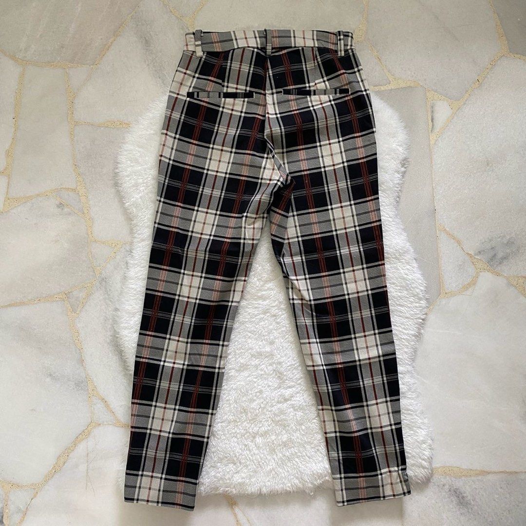 H&m black and white checked trousers hot sale