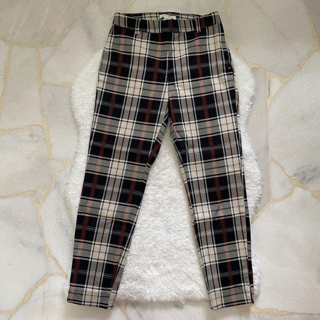 H&m black and white checked trousers hot sale