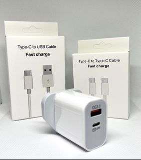 ‼️HOT‼️ High Quality FAST CHARGE (20W) 2-Port ANDROID phone charger APPLE Phone Charger travel adapter BUNDLE TYPE C CABLE 🌈 