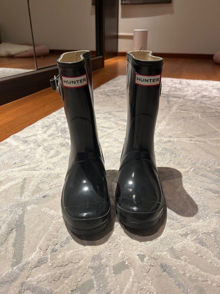 Black mid calf hunter boots new arrivals