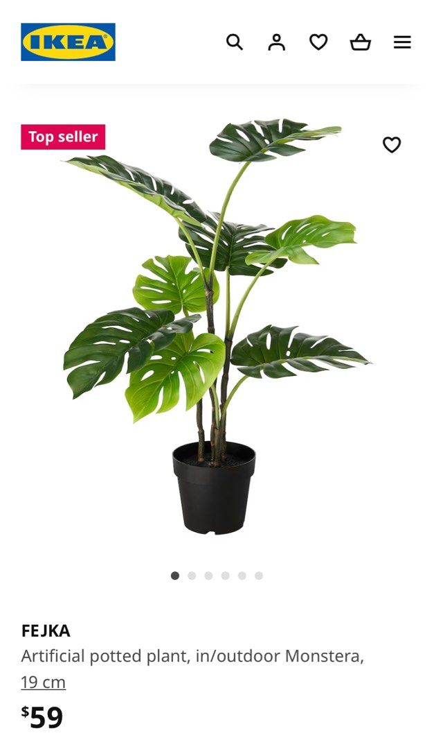 IKEA fake plant and pot, Furniture & Home Living, Home Decor