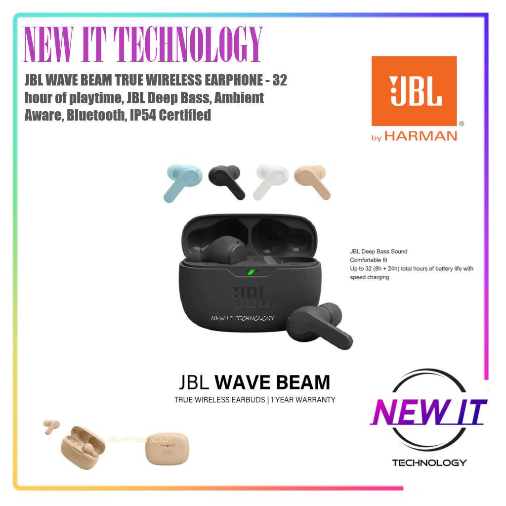 Buy JBL Wave Beam, Deep Bass, Up to 32 hours of battery life with