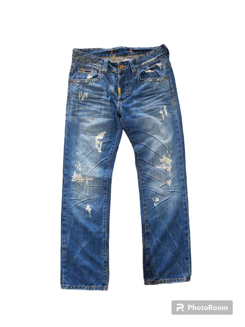 Jeans rivet de cru, Fesyen Pria, Pakaian Bawahan di Carousell