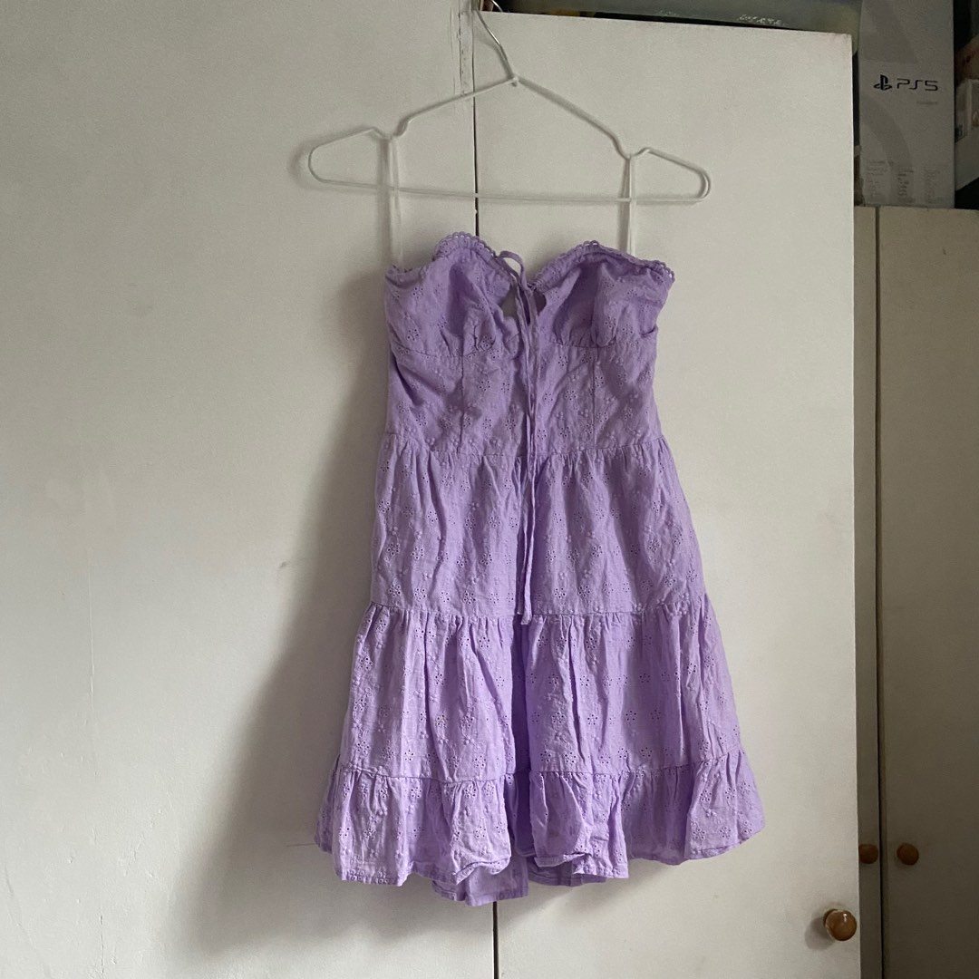 Lavender tube eyelet mini dress, Women's Fashion, Dresses & Sets ...