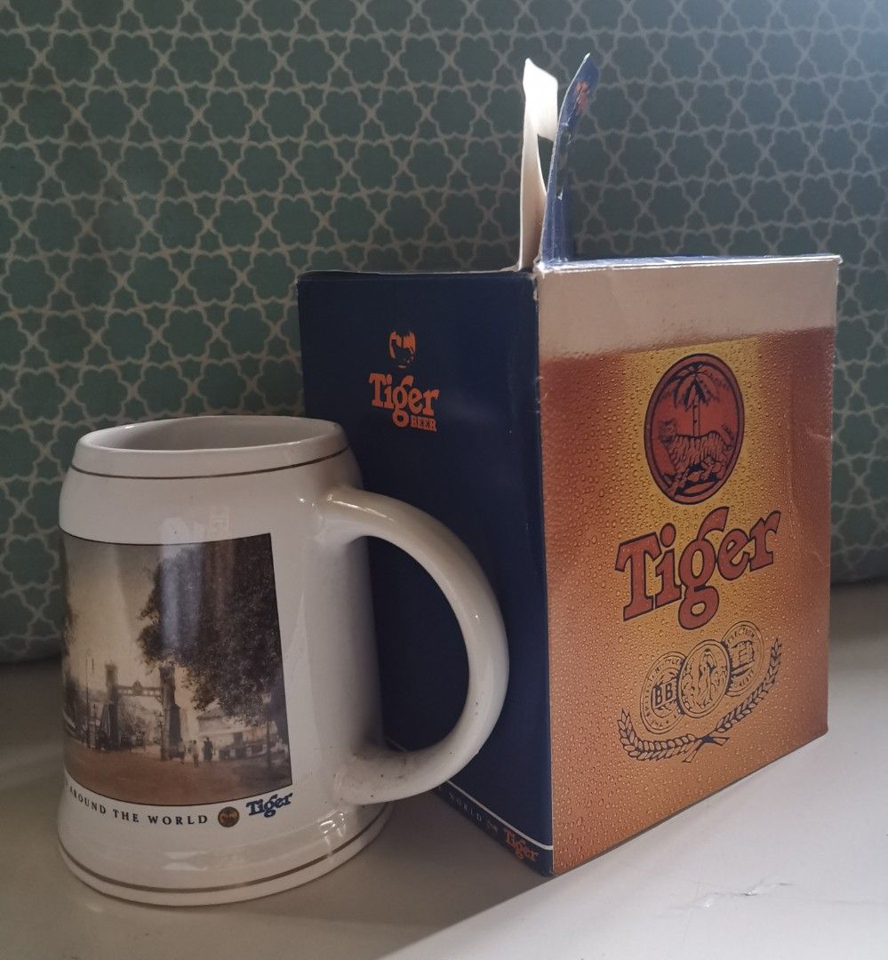 Limited edition Tiger beer mug with Historical scene, Hobbies & Toys