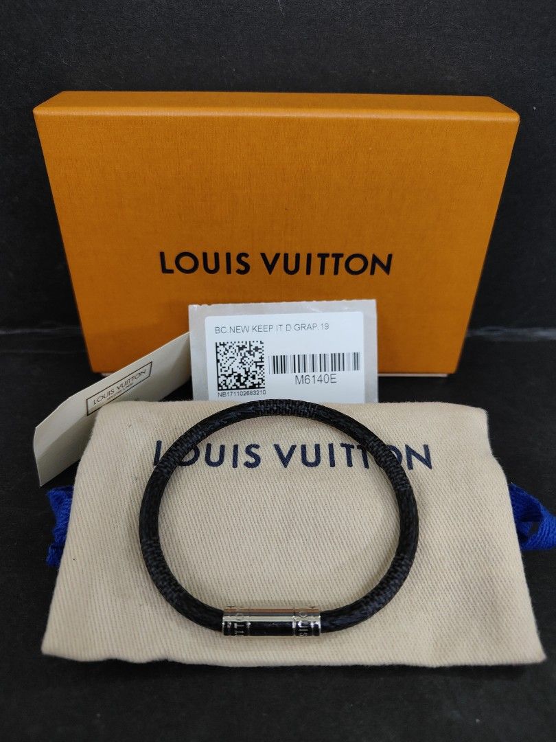 Louis Vuitton Men Digit Bracelet Size 21 Black Grey Silver Damier Coated  Canvas