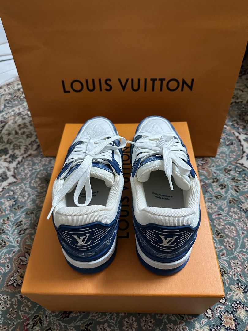 Louis Vuitton Blue/Black Monogram Denim And Suede Low Top Sneakers Size  44.5 Louis Vuitton