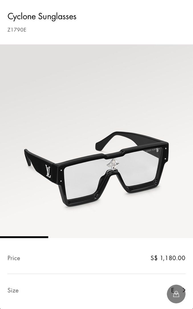 Louis Vuitton® Cyclone Sunglasses Black. Size E