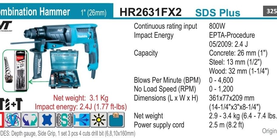 MAKITA HR2631 ROTARY HAMMER (Category: Construction Tools & Equipment) located in Manila. Submitted by tonpornel (Listing ID 1258433441, Image 1). Description: Ton-Pornel Mercantile • We supply Powertools, Hardware tools, Plumbing, Paints, Electrical and Construction materials • We offer Paint Mixing and Powertools Repair Visit us: 38 Marcos Highway Mayamot, Antipolo City https://maps.google.com/?cid=1384230075759805792&entry=gps Store hours Mon 