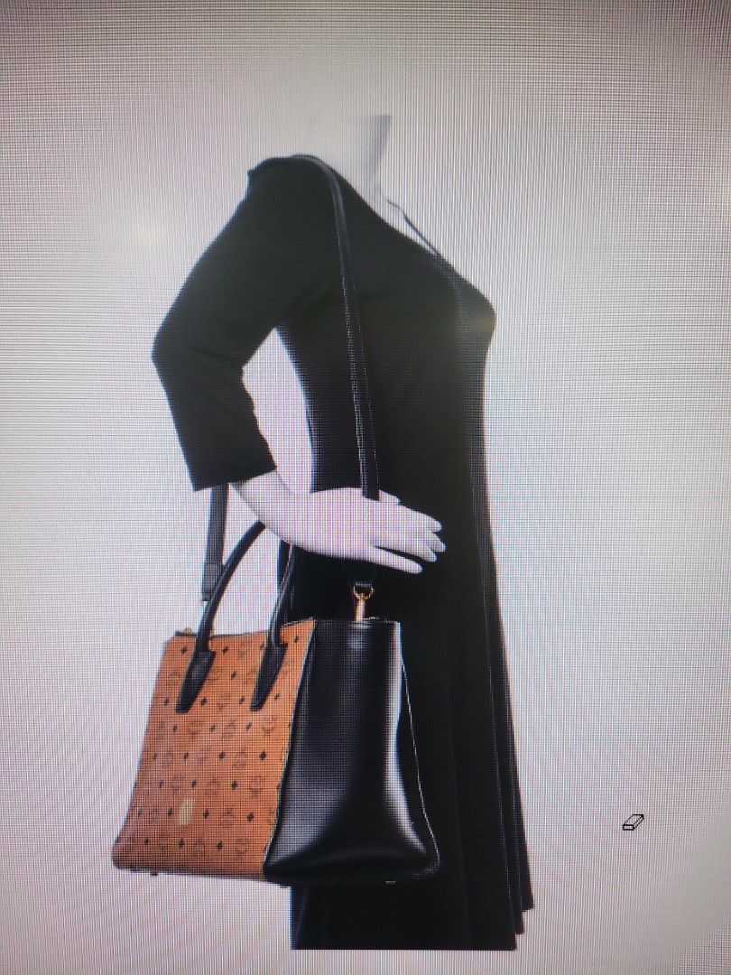 Authentic MCM 2014 Medium Kathy Double Zip Tote Cognac Black
