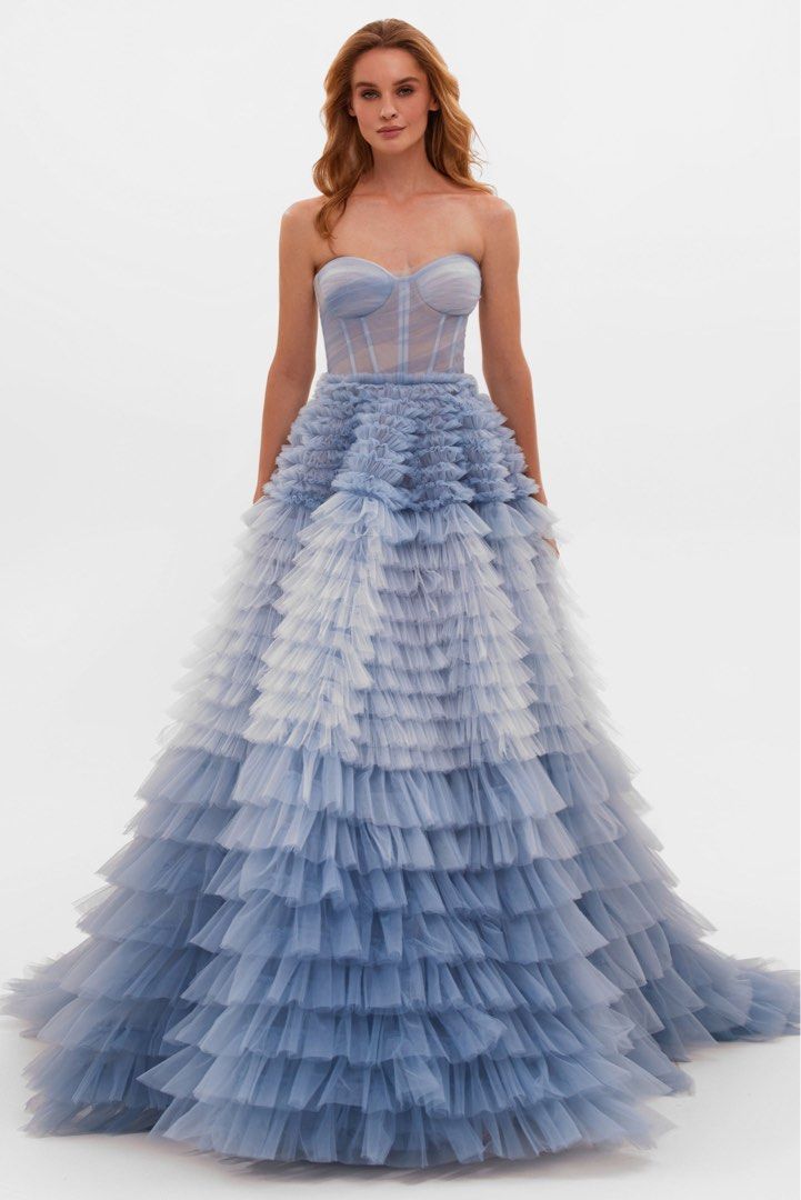 Frill top evening gown