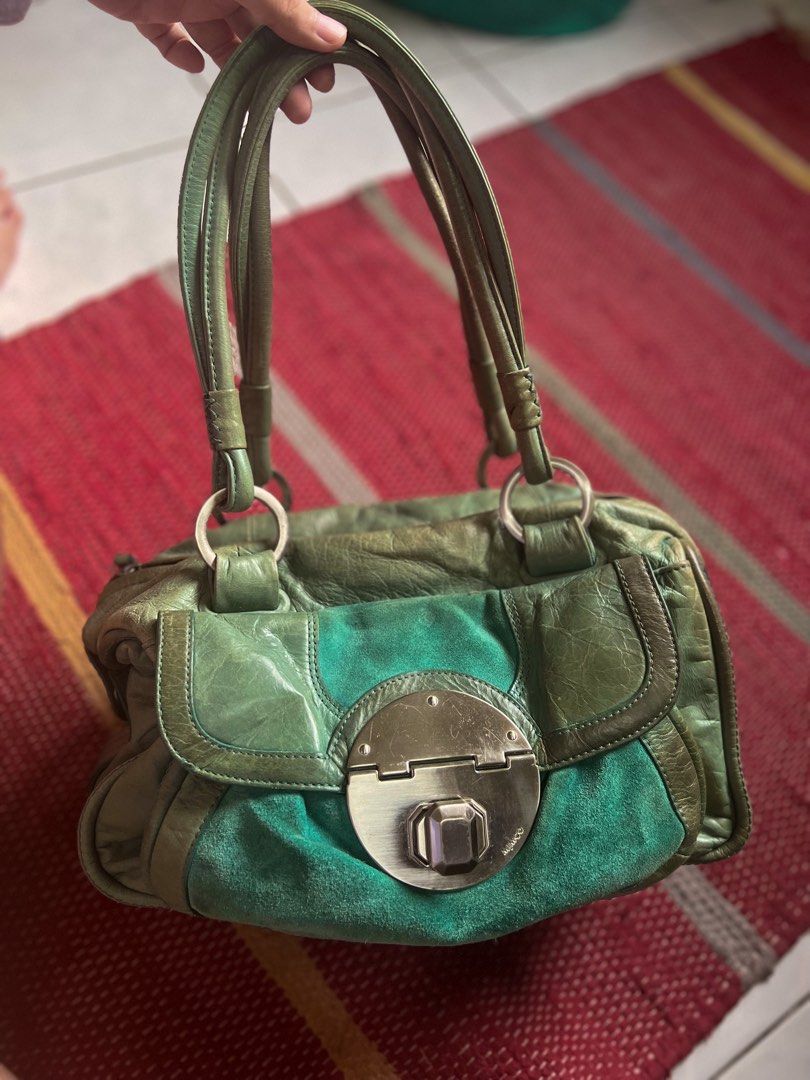 Mimco green leather shoulder bag Women s Fashion Bags Wallets